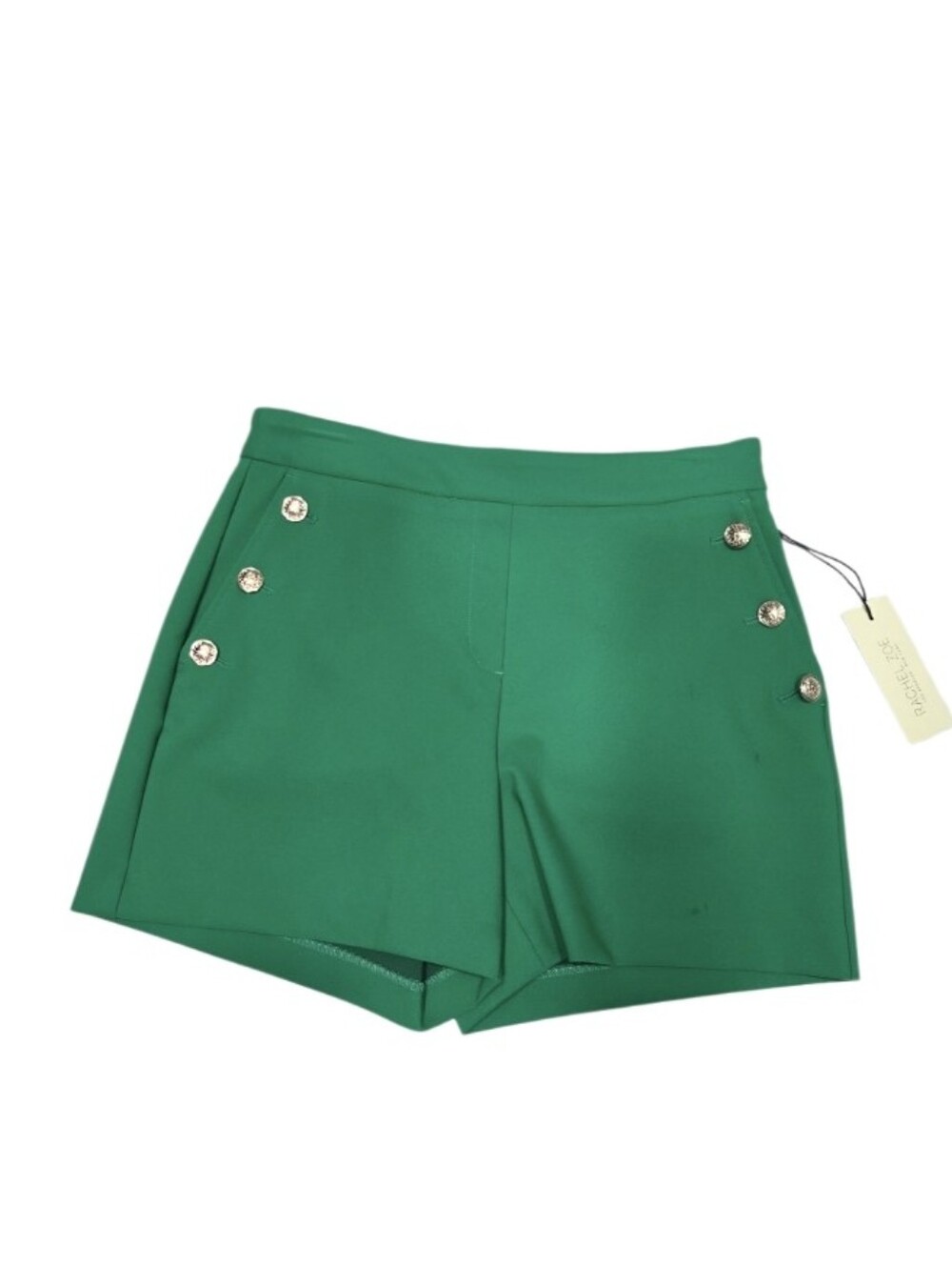 NWT Rachel Zoe Emerald Green High-Waist Sailor Shorts Gold Buttons Size 8 - Picture 2 of 9